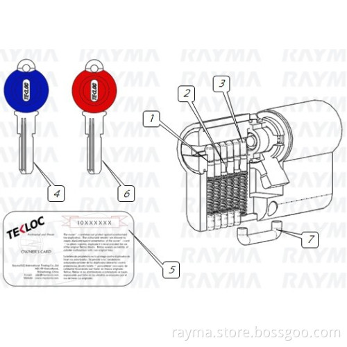 6 pins Computer key cylinder